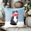 1 Pieces Black and White Cat with Red Scarf Throw Pillow Polyester pillowcase, sofa decorative cushion cov Headboard Pillow