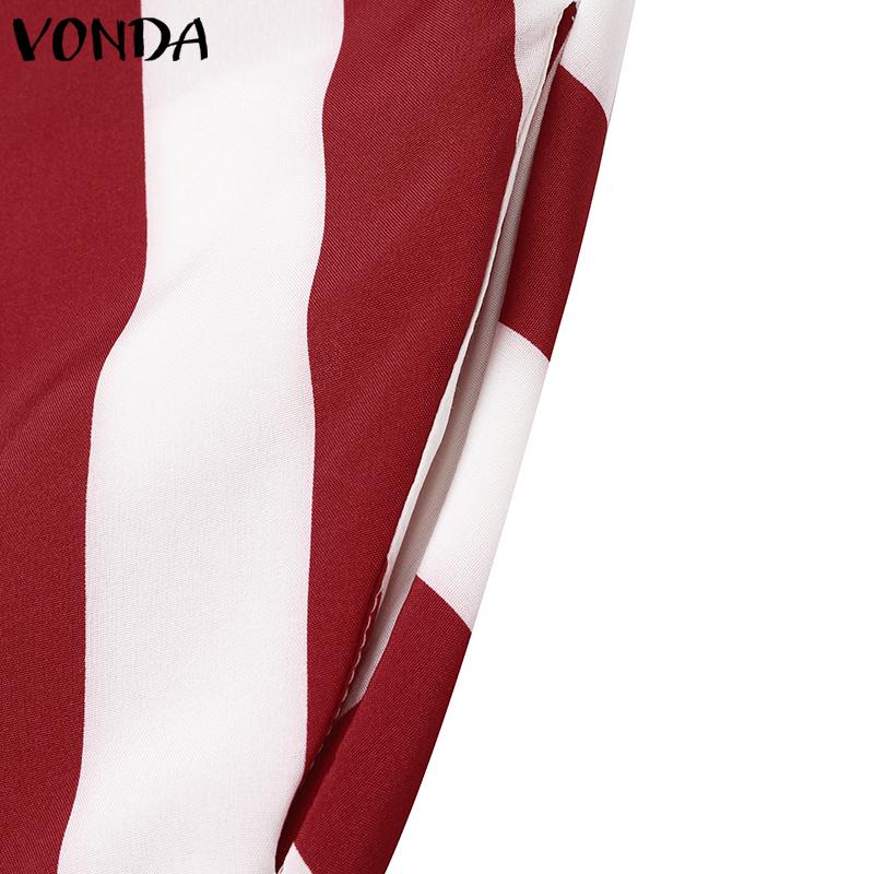 VONDA Женское летнее платье реглан с коротким рукавом и карманом, асимметричное, в полоску, длинное