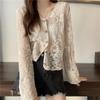 Women Top Vintage Top Lace Long Sleeve Sunscreen Shirt Cardigan Vacation Korean Elegant Casual Top