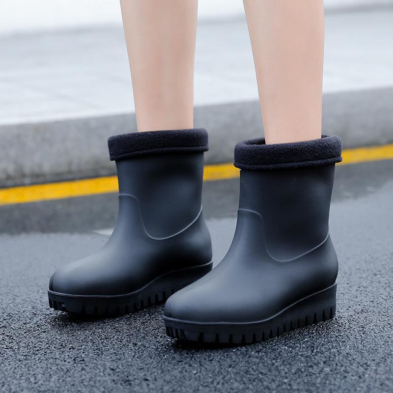 New Fashion Rain Shoes Women's Waterproof and Non-slip Medium Tube Water Boots Matte Rubber Shoes Kitchen Women's Rain Boots