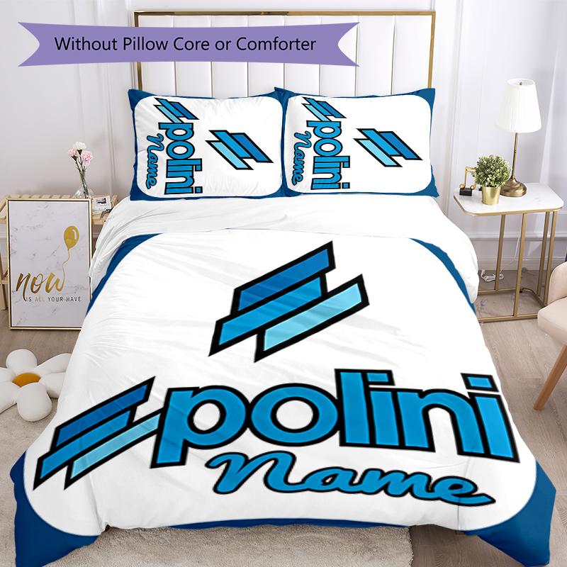 3pcs Custom Name Polini logo Bedding Set Duvet Cover Closure Includes 1 Duvet Cover & 2 Pillowcases for All Seasons Bedroom Decor