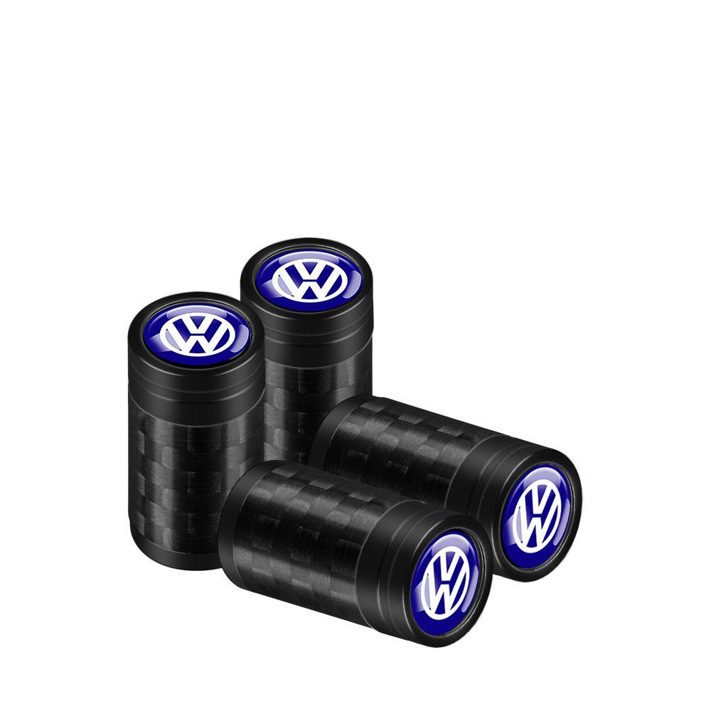 NRYJK1 4PCS Carbon Fiber Car Emblem Wheel Tire Valve Stem Cap Airtight Cover For Volkswagen Vw Tiguan Jetta Mk6 Scirocco GTI Polo 6R R