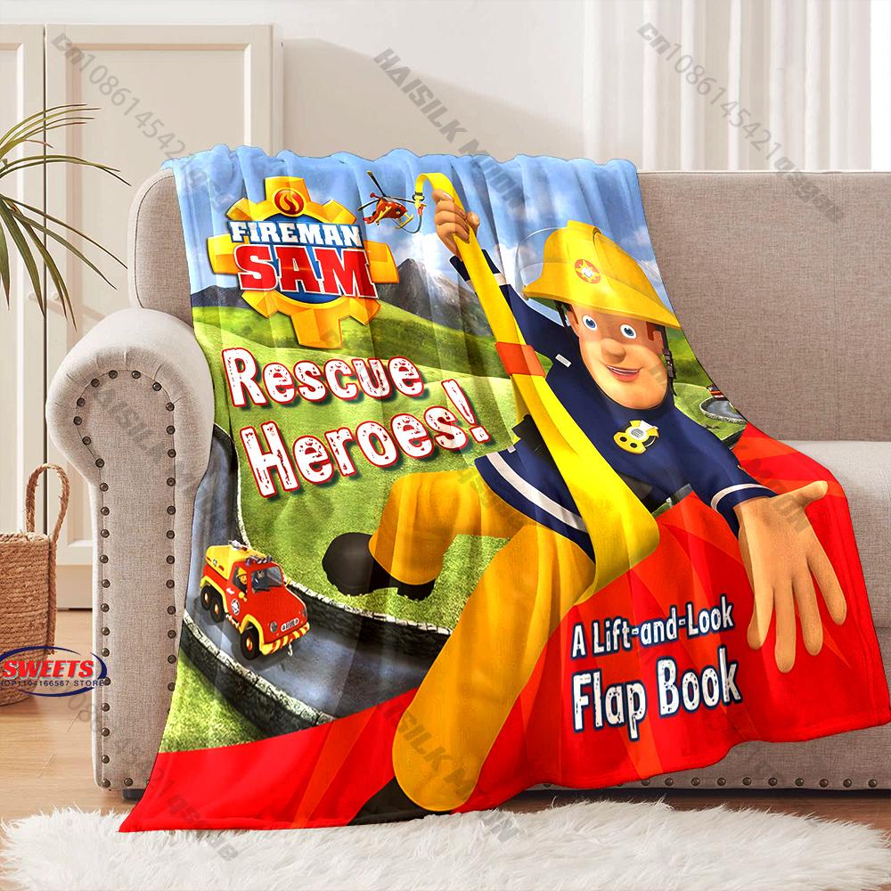 Cartoon Animation Theme Blanket Fireman S-Sam Print Blanket Home Travel Blanket Sofa Bedding Cover Blankets Gift for Boys Girls