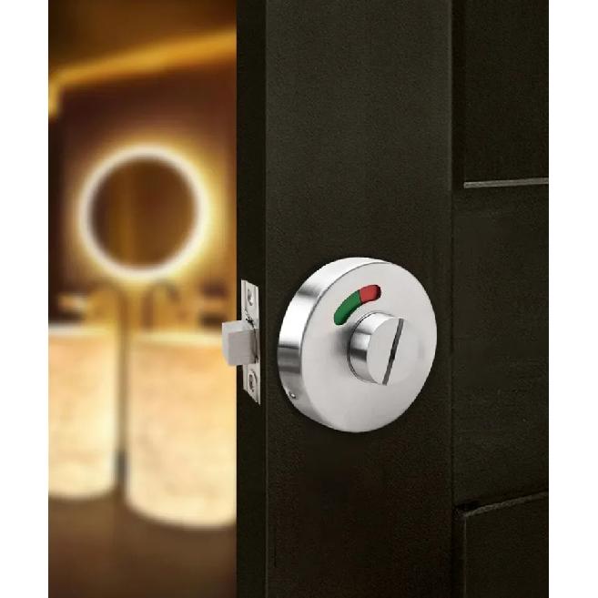 Bathroom Indicator Lock Commercial Keyless Door Lock Universal Barn Door Bolt Stainless Steel WC Toilet Door Lockset Knob