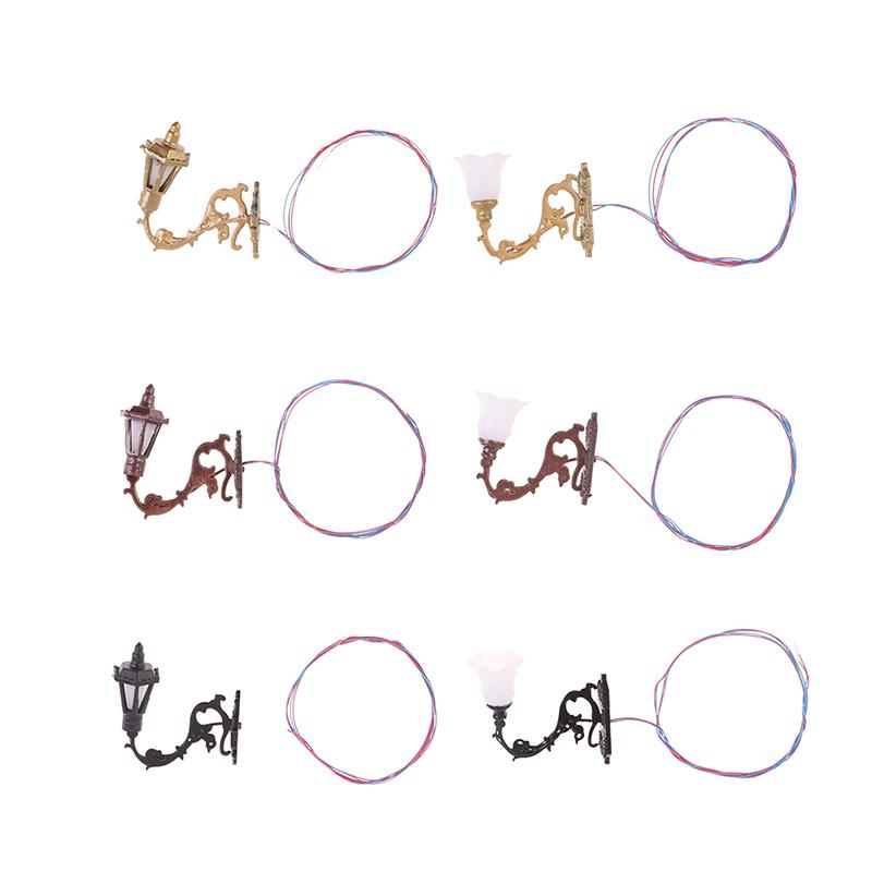 2Pcs 1/12 Dollhouse Wall Lamp Model Garden Yard Chandelier Sand Table Led Light