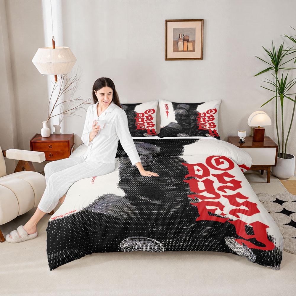 Retro Godfather Gothic Halftone Poster Red King Size Duvet Cover, Machine Washable Duvet Cover Set, Lightweight Duvet Cover for Summer