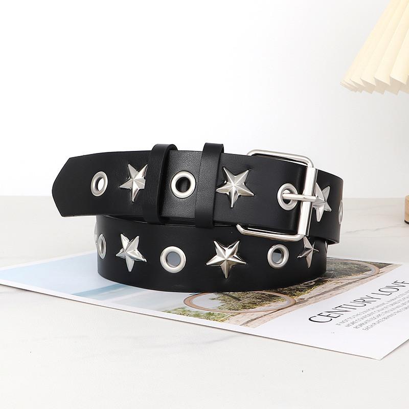 Punk Womens Rock Leather Belt With Rivet Eyelet Design For Styles Streetwear