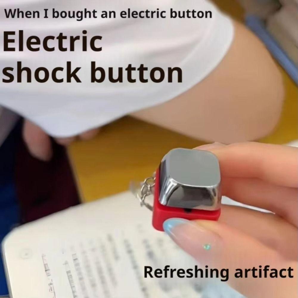 Mild Pulse Induction Prank Toy Metal Key Ring Prank Electric Shock Button  Daily Handshakes