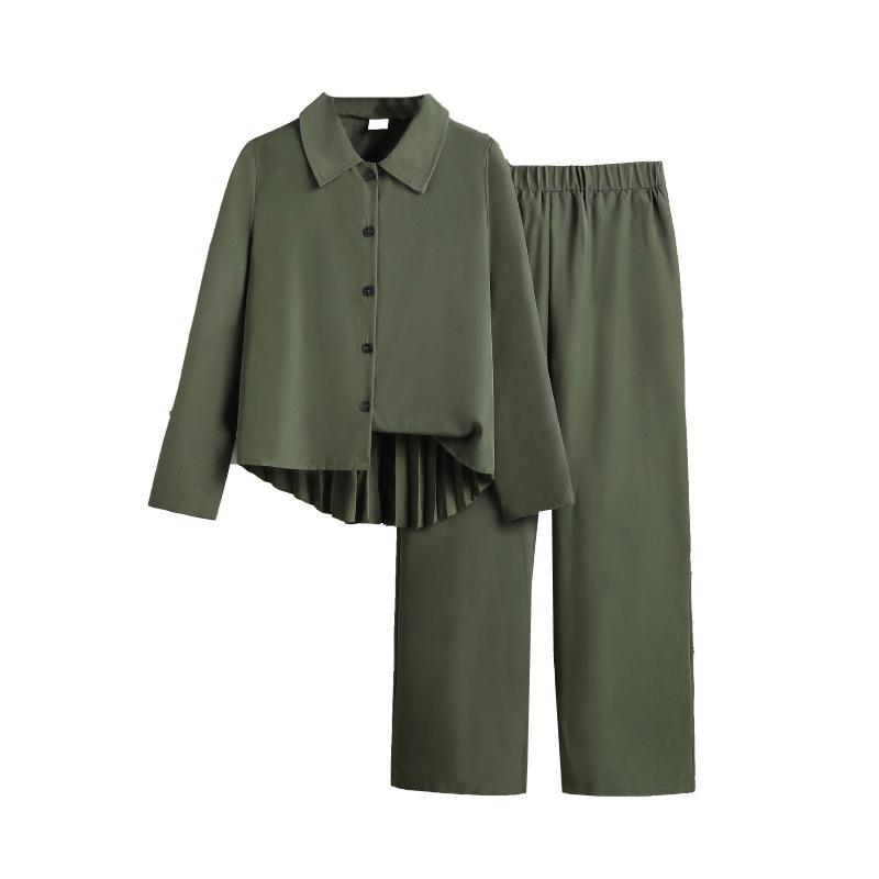 Девочка Осень Новая Мода Плиссированная Сзади Рубашка с Длинным Рукавом + Повседневный Комплект Длинных Брюк Детская Одежда