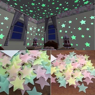 100PC детская спальня флуоресцентные светящиеся в темноте наклейки на стены со звездами