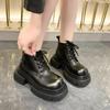 Fashion 2024 Gothic Black Boots Ankle Shoes On Heels Platform Sneakers Chunky for Women Luxury Designer Casual New  Booties