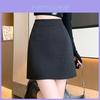 Solid Color Blend High Waist Pencil Skirt With Zipper For Women Autumn Winter