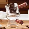 Glass Measuring Cup with Wood Handle Espresso Milk Coffee Mug 100ml Double Scale Clear Coffee Brewing Supplies