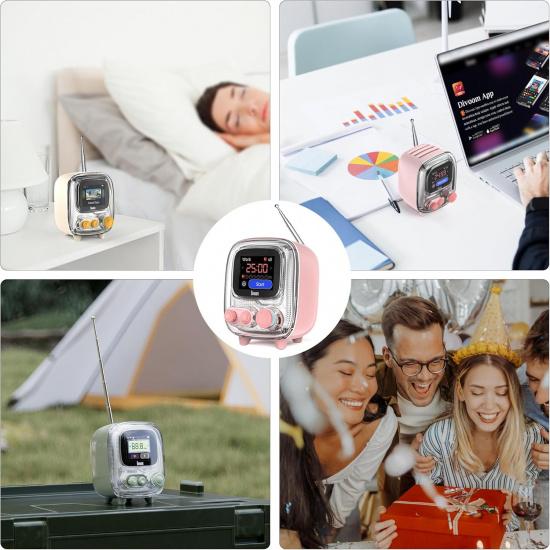 Портативная Bluetooth-колонка с FM-радио, пиксельная ретро-миниатюрная симпатичная беспроводная колонка, винтажный декор, подходит для вечеринки, офиса, стола, дома, спальни