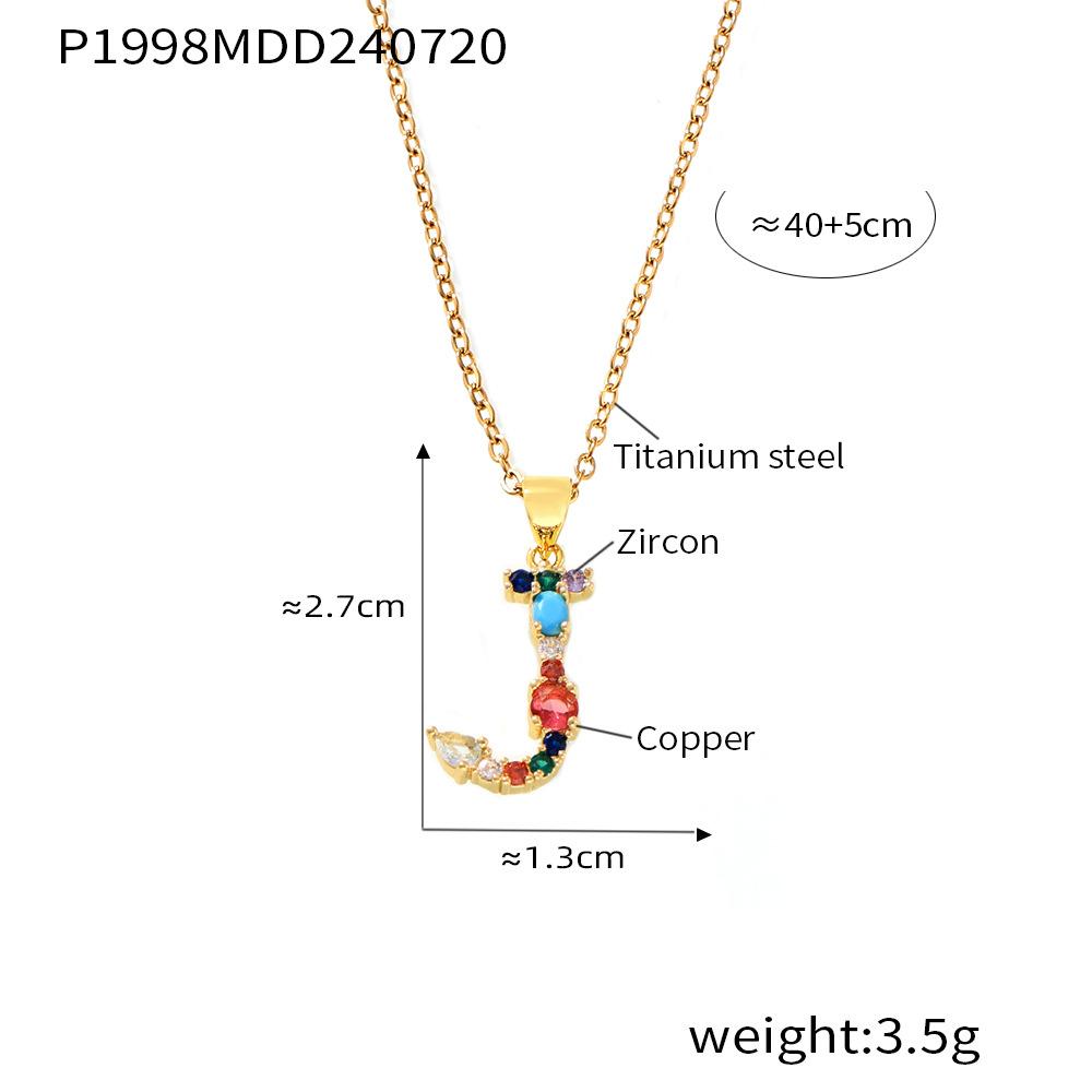 Медная микро-инкрустация цветным цирконием 26 английских букв персонализированная индивидуальная подвеска Niche Hip Hop ключичная цепочка