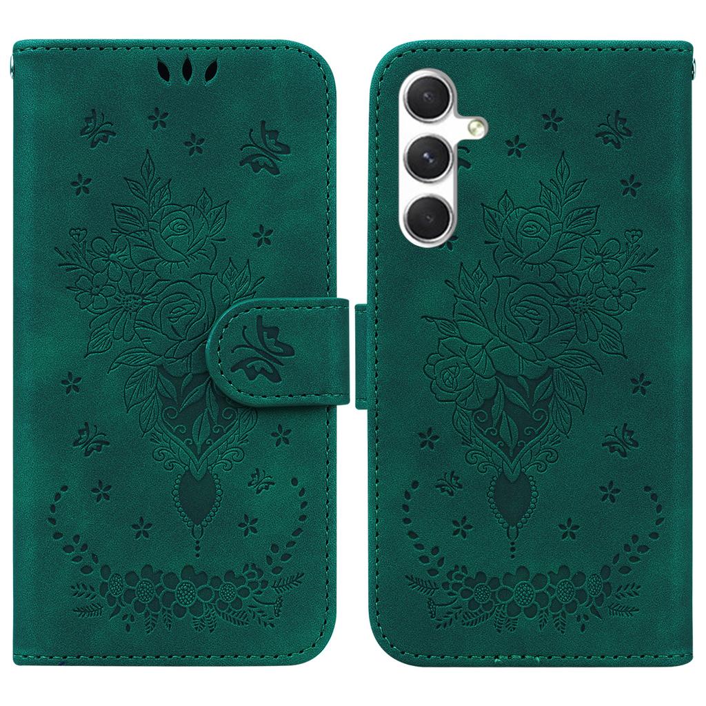 For Samsung Galaxy S25+ Case PU Leather Wallet Phone Cover Butterfly Flower Imprint