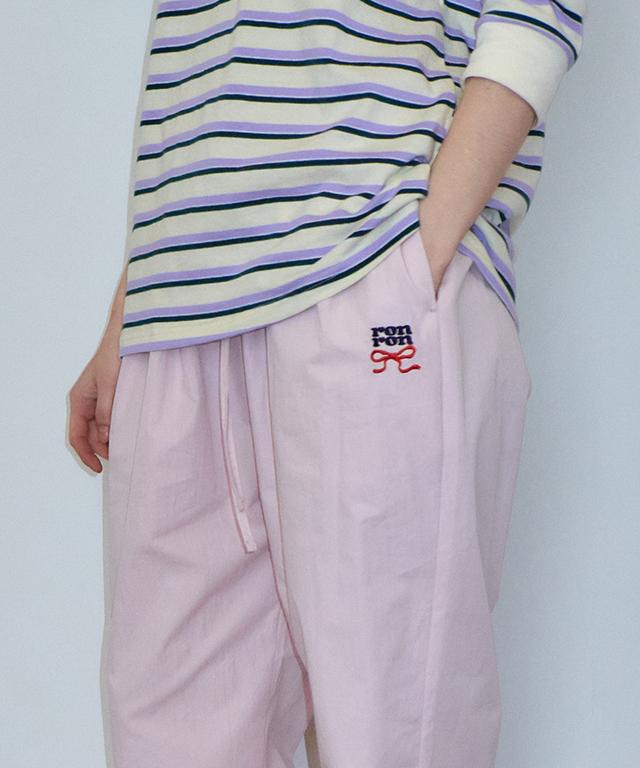 RONRON Point Embroidered Banding Pants Soft Pink