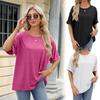 Женские футболки, свободные летние повседневные топы с коротким рукавом и круглым вырезом