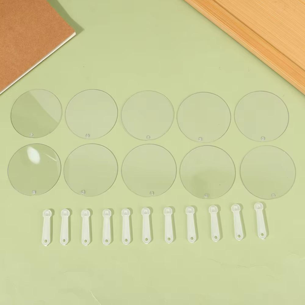 50Pcs Round/Flower/Heart Shaped Mini Transparent Fan Acrylic Children's Art Fan Blank Fan Child