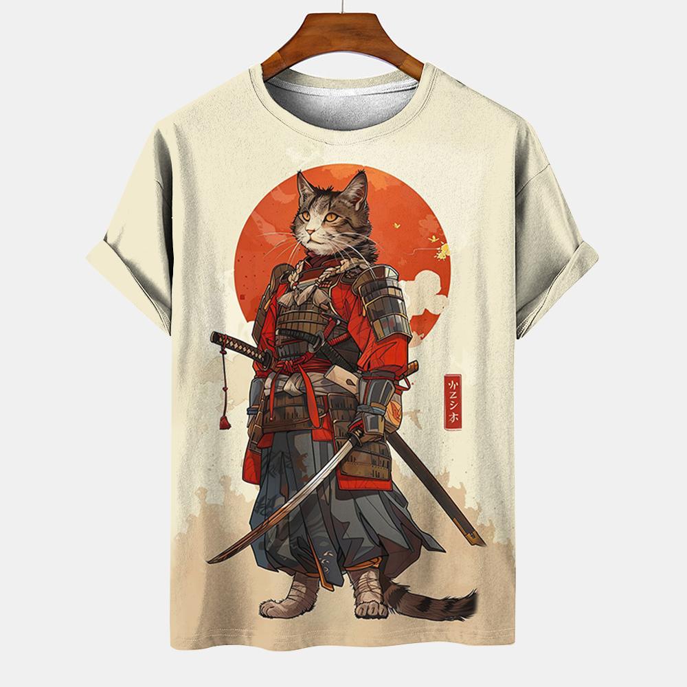 Мужская японская футболка с рисунком животных Ukiyoe, 3D-печать