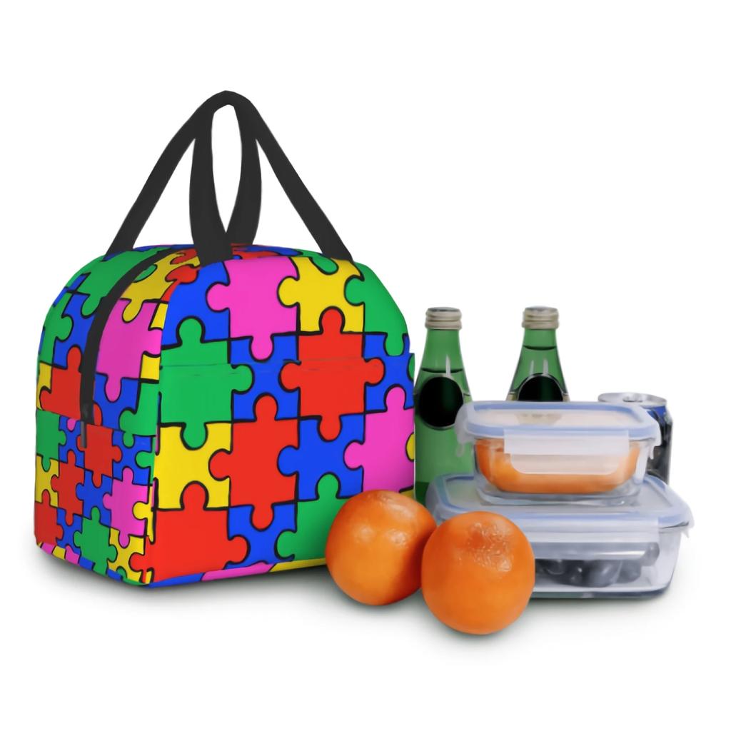 Красочные головоломки изолированные сумки для обеда для женщин разделенные суставы Jigsaw ланч-бокс многоразовые герметичные сумки для работы школы пляжа путешествия