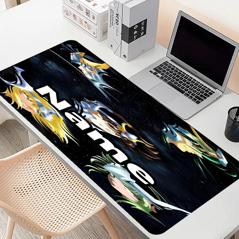 Custom Name Personalized Saint Seiya Pattern Mousepad, Laptop PC Desk Mat, Decorative Desk Mat for Home Keyboard Pad Gift