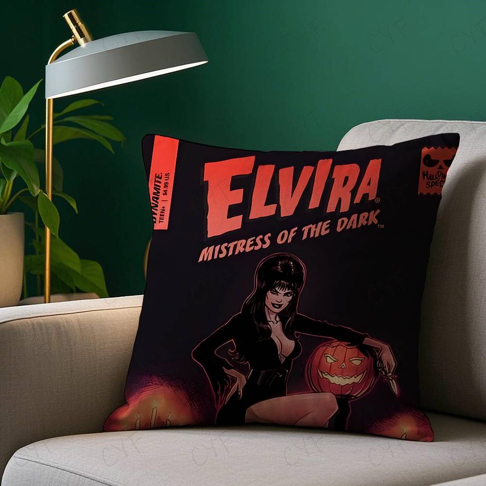 Аниме Мультфильм E-Elviras Mistress Dark Наволочка Безопасная Наволочка с Индивидуальной Фотографией, Устойчивая к Выцветанию Подушка из Щеточного Флиса, Безопасная для Материнства