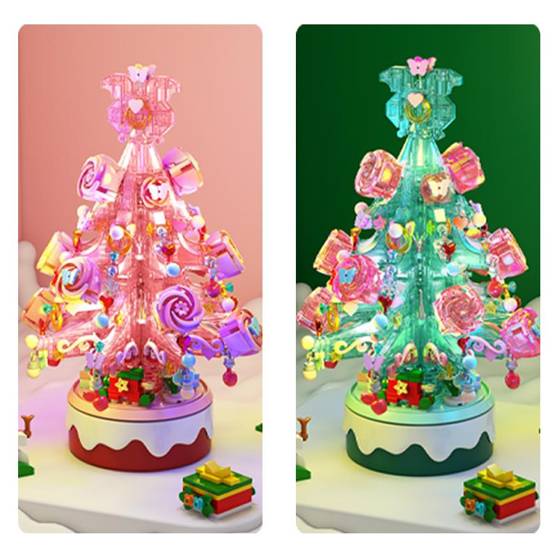 Рождественская хрустальная елка, праздничная сборка для детей и семей, сделай сам, строительный блок, музыкальная шкатулка, креативный рождественский строительный игрушечный набор