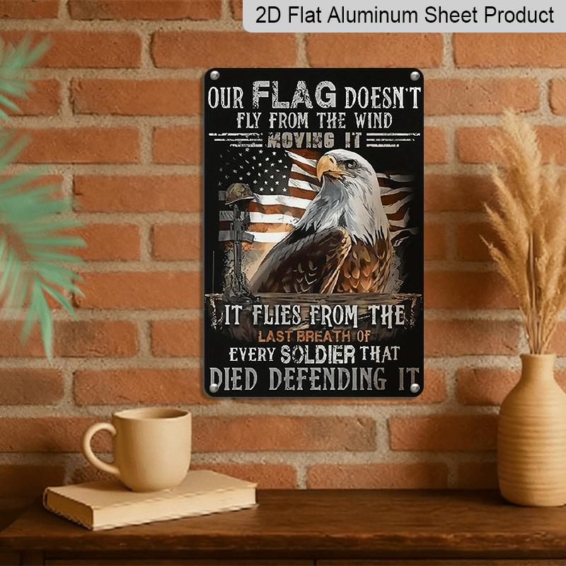 2D Flat Veterans Day, American Soldier Eagle Print Metal Sign, 8"x12" House Sign, Front Door Sign, Porch Sign Aluminium Wall Decor for Home Bedroom