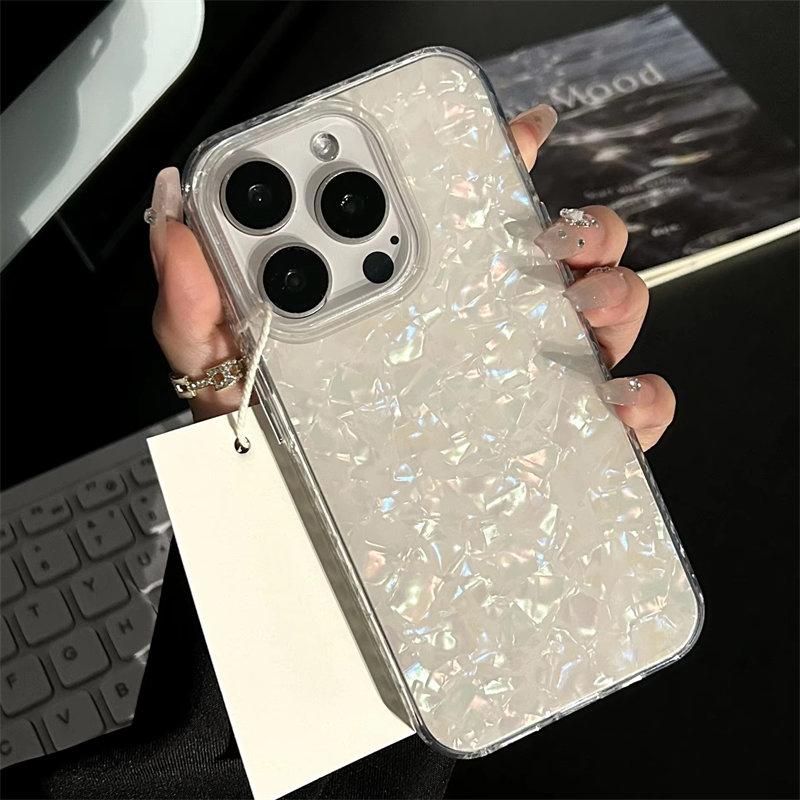 Роскошный блестящий чехол с лазерным узором для iPhone 11 12 13 14 15 16 Pro Max Plus, мягкий противоударный чехол IMD