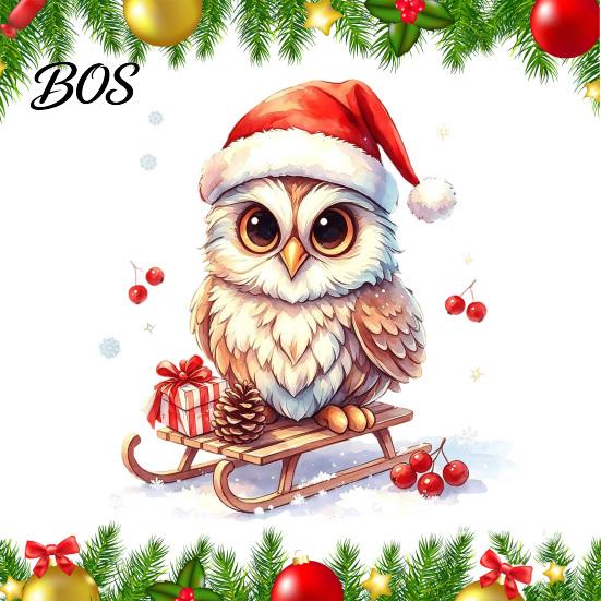 Holiday Glass Decals Christmas Owl Window Static Cling Decal, Waterproof PVC Decorative Sticker, Easy Removable Film Apply Sticker for Home Store And