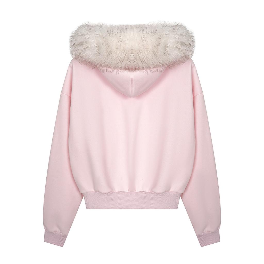 2KWEIRD Y2K Zip Up Hoodie Faux Fur Collar Harajuku Loose Coat Streetwear Zipper Hoodie Sweatshirt