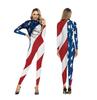Печать флага День независимости Карнавал Женщины Зентаи Боди Сценический комбинезон Цвет Косплей Костюм Для Женщин