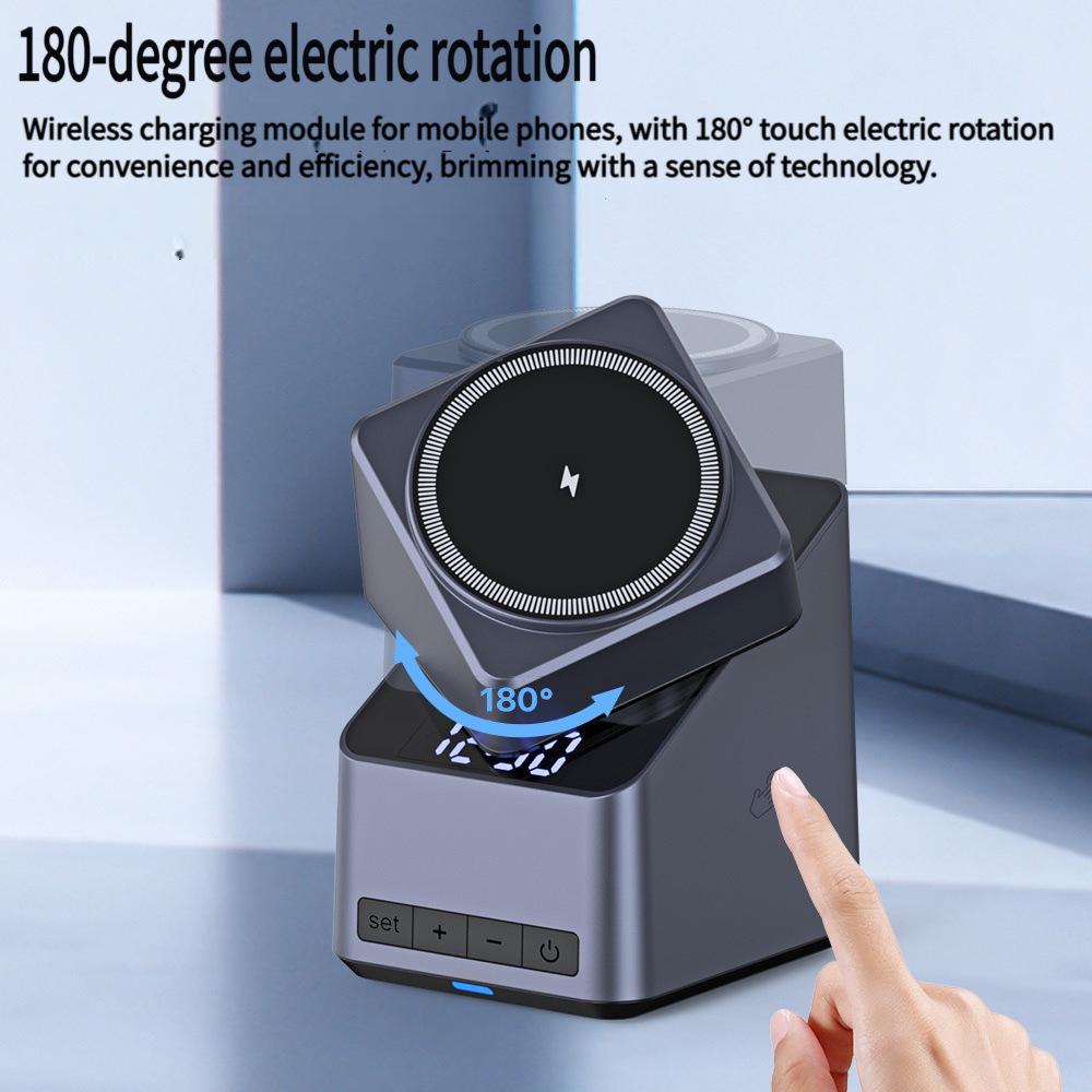 Магнитное беспроводное зарядное устройство 4-в-1 с автоматическим поворотом для устройств Apple, база 15 Вт