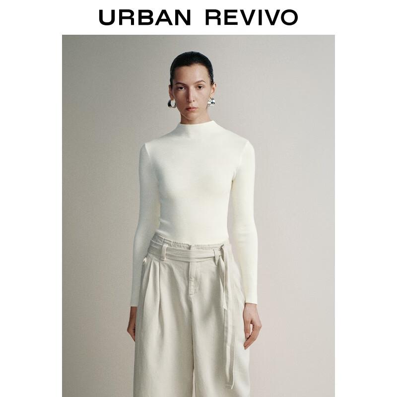 UR Women's Solid Round Neck Long Sleeve Knit Top