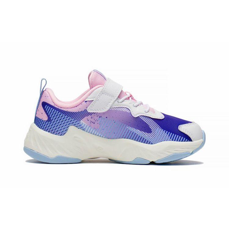 Li Ning Kids Mesh Rebound Sports Non-Slip Shock Absorbing Durable Breathable Lightweight Casual Shoes Kids Casual Shoes White Blue Pink YKNS068-4