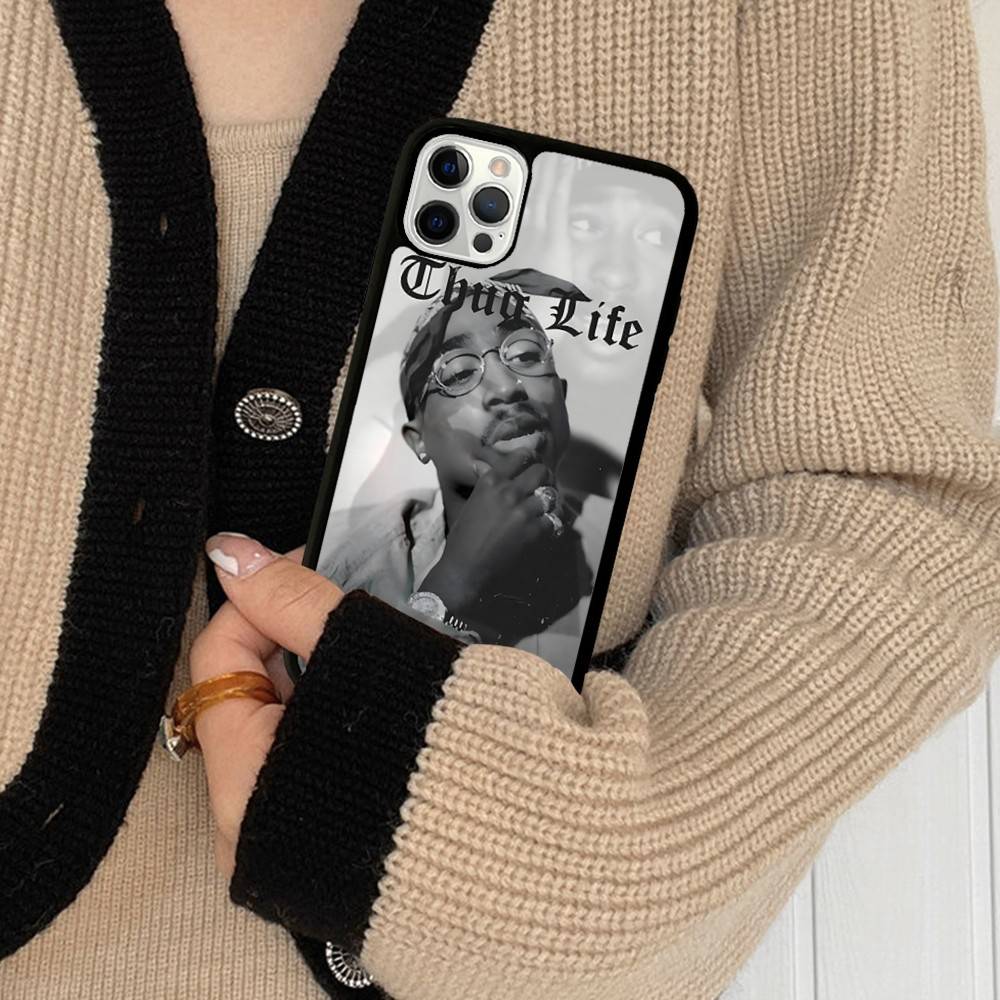Защитный чехол для телефона с изображением хип-хоп исполнителя 2Pac, PC+TPU, для iPhone 17 16 Pro Max 15 Plus 14 13 12 11