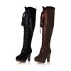 High Heel Martin Boots, Suede Front Lace-Up High Boots, Round Head Water Table  Boots Large Size F