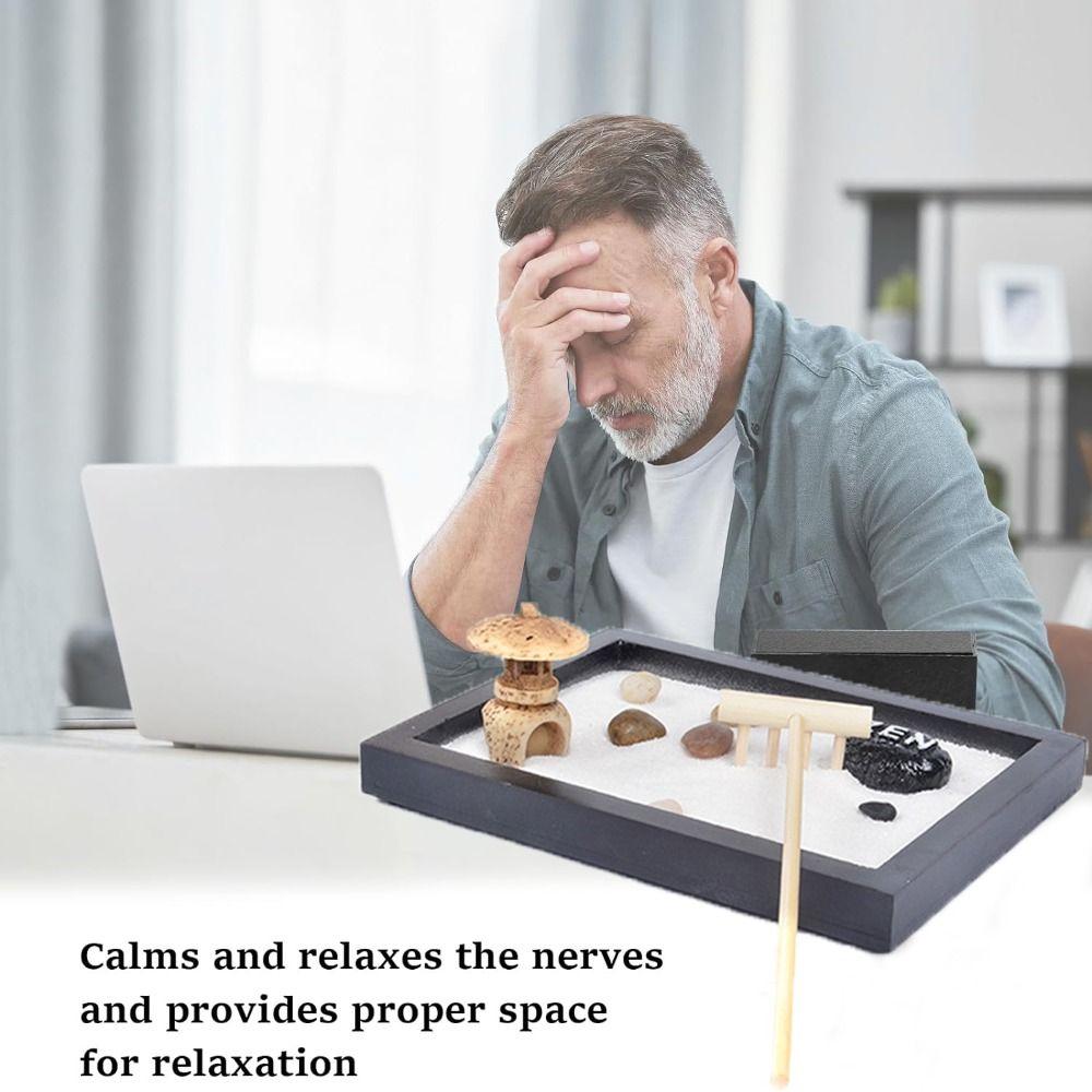 Офисный декор, лоток с песком, набор для терапии, домашняя медитация, мини-японский садовый набор с песком в стиле дзен