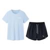 Повседневный спортивный бег фитнес короткий рукав футболка комплект женские топы 962327202-2
