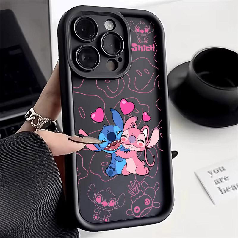 Мультяшный чехол для телефона Ангел Стич для iPhone 17E 11 12 13 14 15 16 17 Pro Max Fundas 17 Air Plus 16e 13 Mini Силиконовая задняя крышка