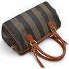 Auth FENDI Pecan Stripe Boston Bag 2Way Brown PVC Canvas Women’s fe8833ss