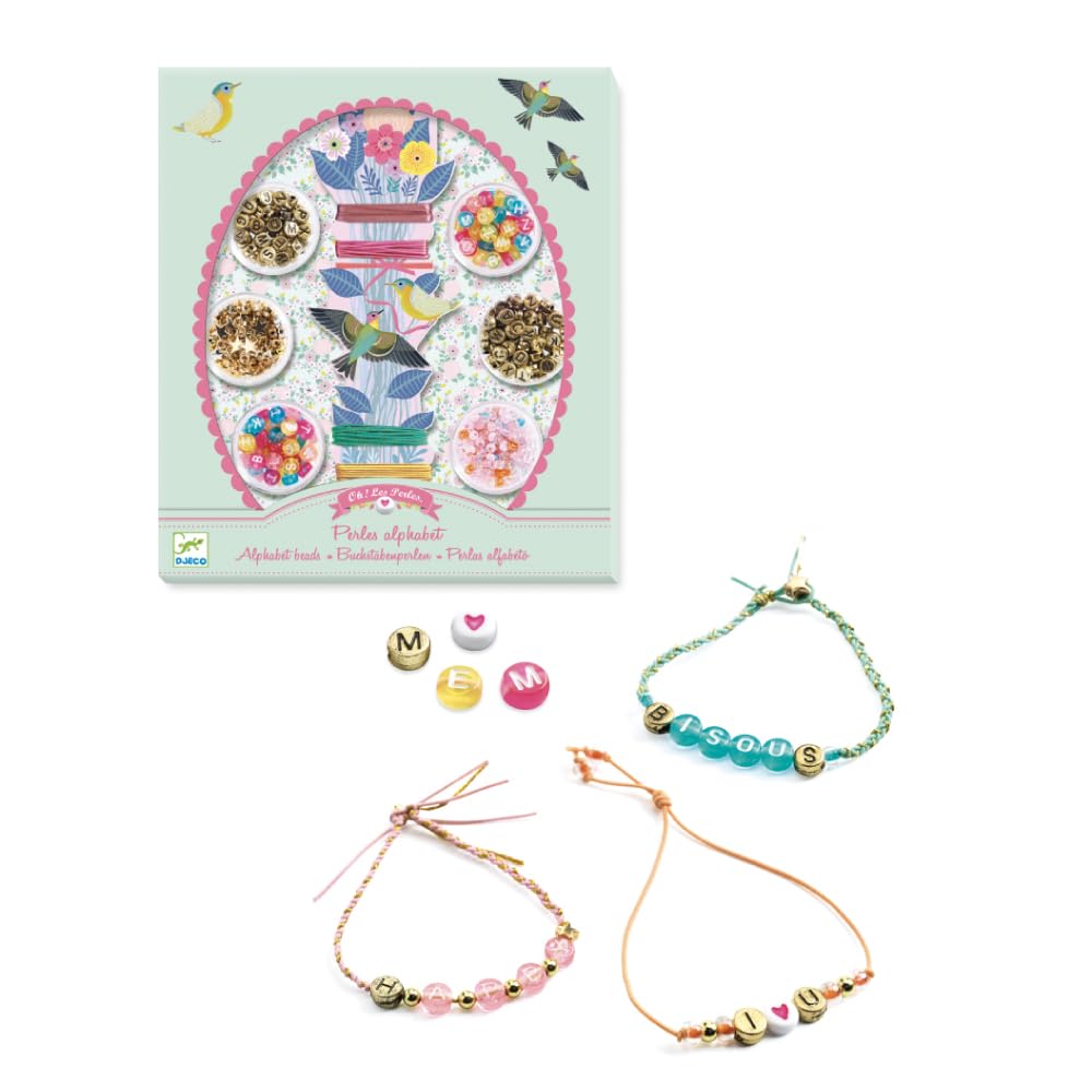 DJECO Alphabet Beads Accessory Kit Набор бусин Стильный набор для девочек, подарочный набор ручной работы (DJ09839)