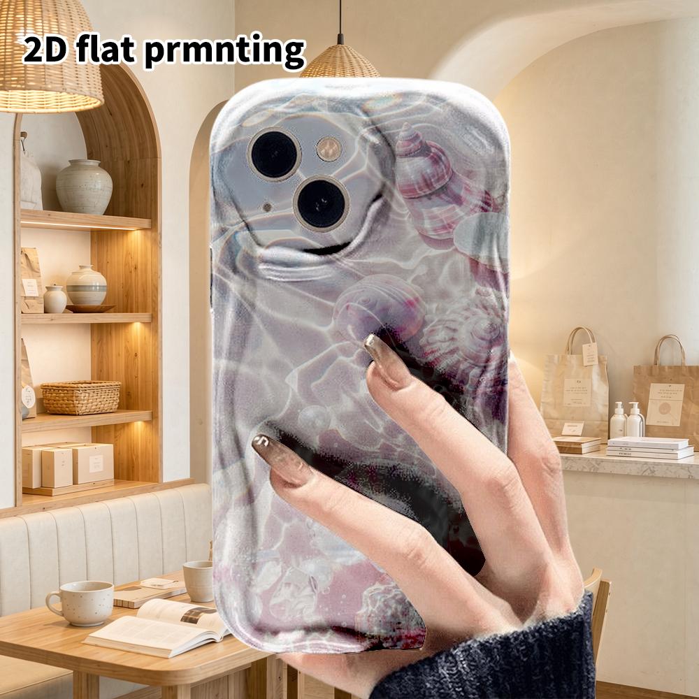 Phone Case: 2D flat design suitable for iPhone 18, 17, 16, 15, 14, 13Pro protective case, wave shell, underwater shell, Christmas and Halloween gifts
