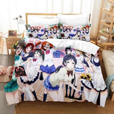 3D-мультфильмы LoveLive! Проект «Школьный идол» Комплекты постельного белья Пододеяльник с наволочкой Твин Полный комплект постельного белья Queen King Постельное белье