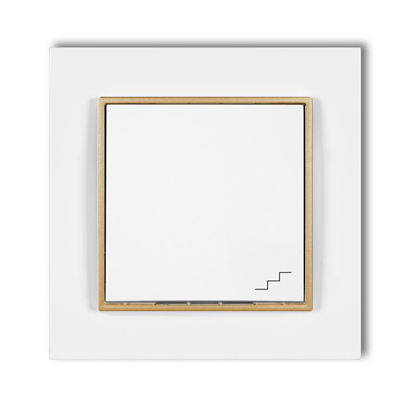 Staircase switch with frame Karlik mini, white/gold