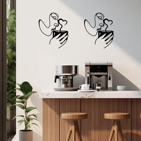 Металлическое украшение на стену для питья кофе Современное минималистичное абстрактное настенное украшение с черной кошкой и бабочкой