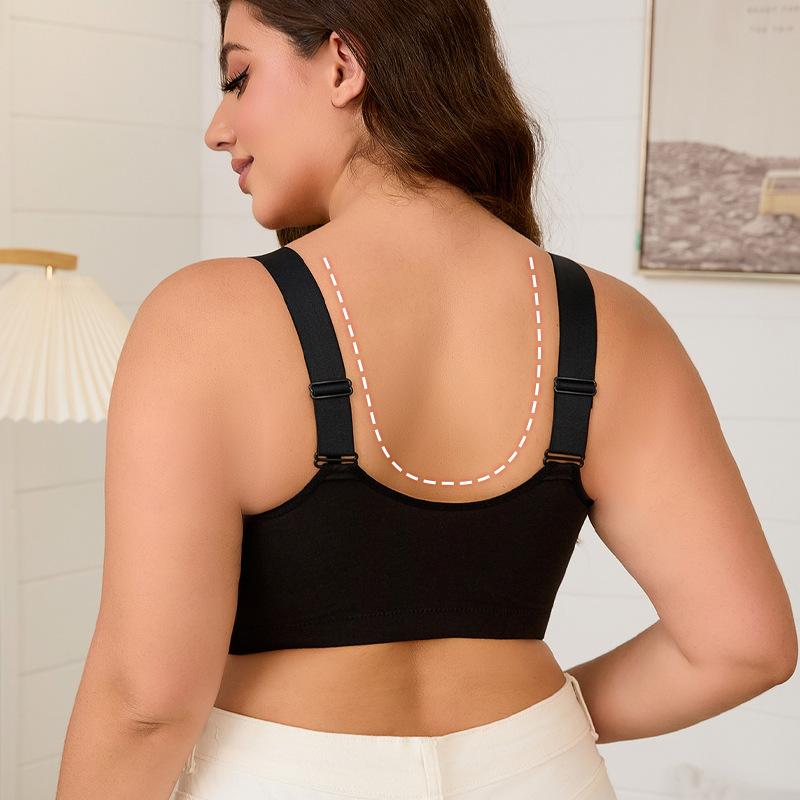 C-F Cup Super Large Size Bra Popular European and American Size No Steel Ring Adjustable Shoulder Strap Printed Front Buckle Underwear