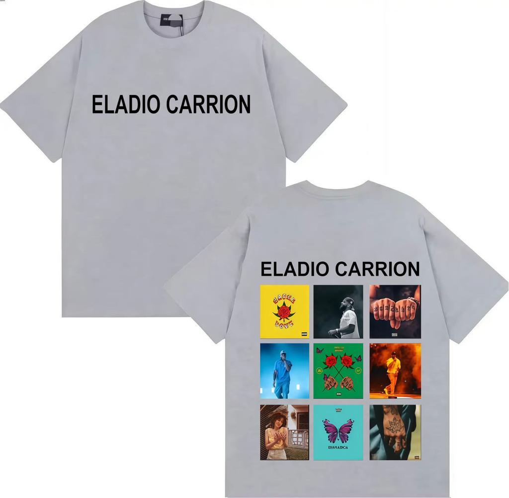 Rapper Eladio Carrion Album Cover Double Sided Print Harajuku Short Sleeve T Shirt Mens Tshirt Loose Pop Oversized Tee Hot Sale