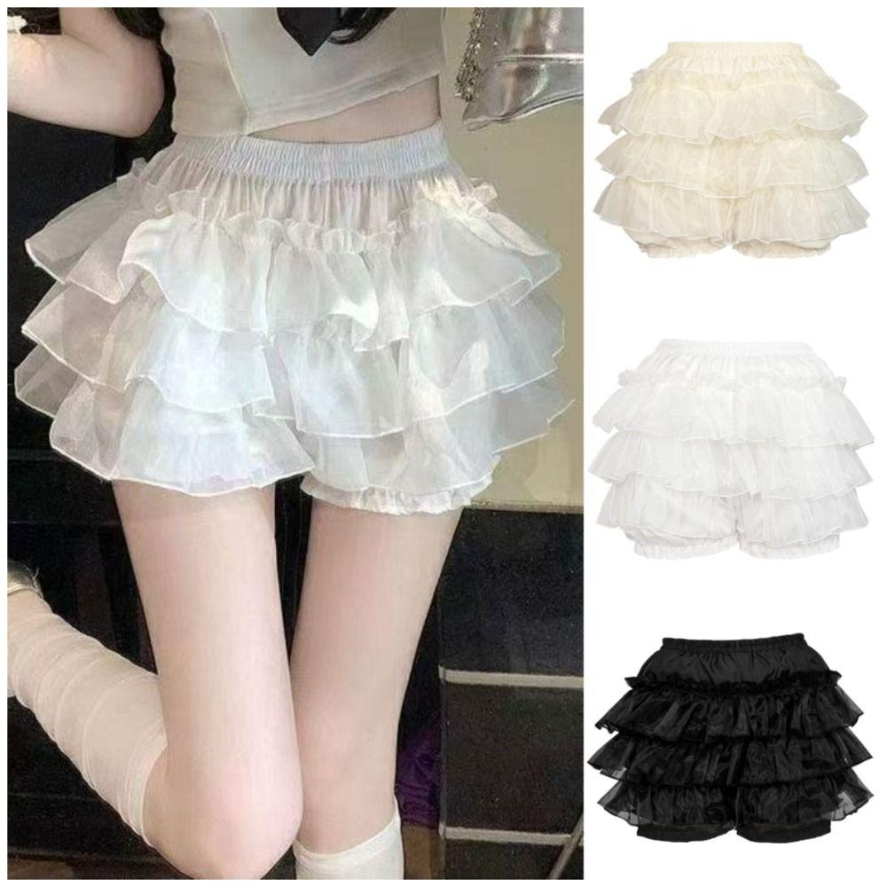 Anti Exposure JK Petticoat Elastic Tutu Puffy Skirt Comfortable Lace Pumpkin Pants Women